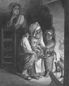 Warming Prints: The Countryman and the Serpent, 1870. Artist: Gauchard Brunier