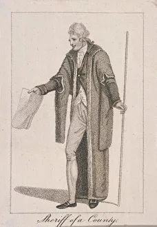 Civic Costume Prints: A county Sheriff in civic costume holding a staff and a piece of paper, 1805. Artist