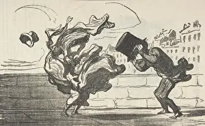 Gale Prints: Un coup de vent non predit par Mathieu (de la Drome), 1864. Creator: Honore Daumier