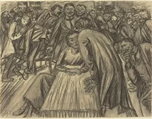 Greeting Gallery: The Couple in the Crowd, 1917. Creator: Ernst Barlach
