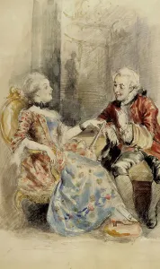 Couple Having a Conversation, Rococo Attire, c1890s. Creator: Albert Edelfelt