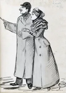 Arms Linked Gallery: The Couple, Man with the Bowler Hat, c1870-1893. Artist: Guy de Maupassant