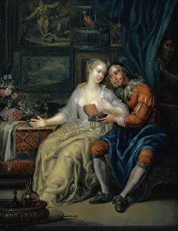 Gift Prints: Couple with Matchmaker, 1800. Creator: Johann Georg Platzer