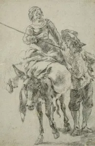 Nicolaes Berghem Prints: Couple with a mule. Creator: Unknown