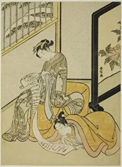 Couple Reading a Letter, c. 1770. Creator: Suzuki Harunobu