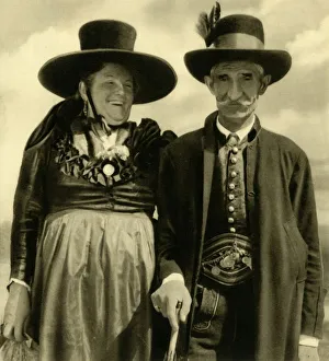 Steiermark Prints: Couple in traditional dress, Sankt Lambrecht, Styria, Austria, c1935. Creator: Unknown
