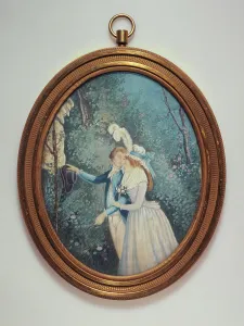 Ecole Francaise Prints: Couple walking in a park, c1900. Creator: Ecole Francaise