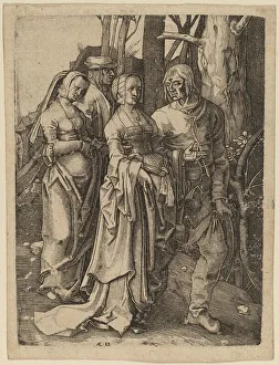 Lucas Jacobsz Prints: The Two Couples in the Forest. Creator: Hieronymous Wierix