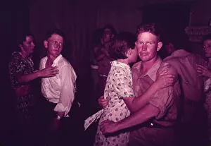 Sweating Prints: Couples at square dance, McIntosh County, Oklahoma, 1939 or 1940. Creator: Russell Lee