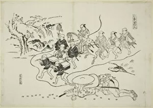 Lying Gallery: The Courier Kantan dreaming of Himself as a Daimyo (Hikyaku Kantan: yume no daimyo)... c. 1716 / 35