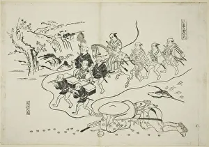 Lying Gallery: The Courier Kantan dreaming of Himself as a Daimyo (Hikyaku Kantan: yume no daimyo)... c. 1716 / 35