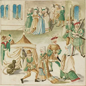 Masquerade Ball Gallery: Court Amusements with Two Monkeys, c. 1515. Creator: Unknown