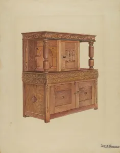 Dresser Prints: Court Cupboard, c. 1936. Creator: Louis Annino