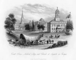 Court House - Medical College and Church, at Augusta in Georgia, 19th century Court House - Medical College and Church, at Augusta in Georgia, 19th century