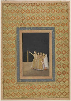Mogul Collection: Court Ladies Playing with Fireworks, ca. 1740. Creator: Muhammad Afzal
