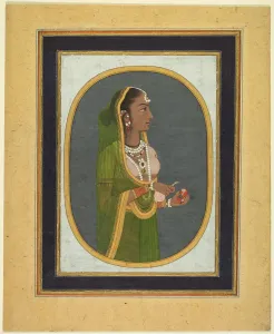 Lucknow Prints: Court lady pouring wine, c. 1760; borders c. 1830s. Creator: Muhammad Rizavi Hindi (Indian