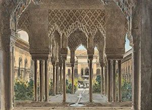 Granada Prints: The Court of Lions in the Alhambra, 1833. Creator: Gail, Wilhelm (1804-1890)