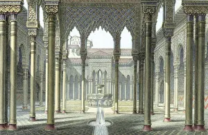 Court of the Lions, Alhambra palace, Granada, Spain, late 19th century