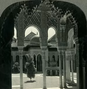 Court Of The Lions Gallery: Court of the Lions, Alhambra Palace, Granada, Spain, c1930s. Creator: Unknown
