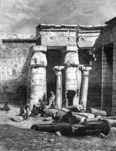 Gaston Prints: Court with remainders of a Christian Church, Medinet-Habou, 1881