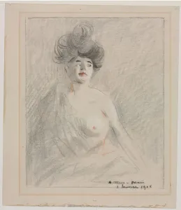 Framing Lines In Black Chalk Prints: Courtesan, 1906. Creator: Jean Louis Forain (French, 1852-1931)