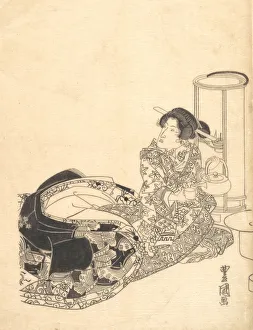 Nightie Prints: Courtesan or Actor as Courtesan Pouring Tea by the Light of a Lantern