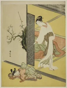 Lazy Prints: A Courtesan Catching Her Attendant Sleeping, c. 1766 / 68. Creator: Suzuki Harunobu