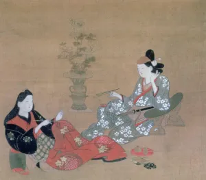 Courtesan Entertaining an Actor, c1695. Artist: Furuyama Moroshige