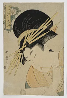 Beautys Prints: Courtesan Hanaogi of the Ogiya House, 1801. Artist: Utamaro, Kitagawa (1753-1806)