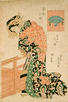 Hair Decoration Prints: The Courtesan Hanaogi of the Ogiya House, c1830s. Creator: Ikeda Eisen