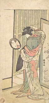 A Courtesan Looking at Her Reflection in a Hand Mirror, ca. 1787