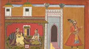 Opaque Watercolor Collection: A Courtesan and Her Lover Estranged by a Quarrel: Page from a Rasamanjari series, 1694-95