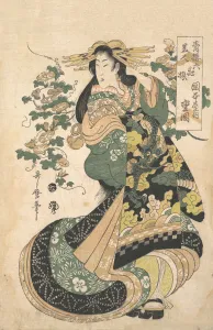A Courtesan with Morning-glories on the Background. Creator: Utamaro II A Courtesan with Morning-glories on the Background. Creator: Utamaro II