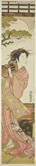 Koryusai Isoda Prints: Courtesan Playing a Hand Drum, c. 1775. Creator: Isoda Koryusai