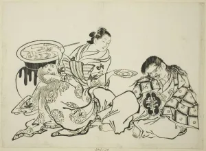Drunk Collection: Courtesan Plying Shojo with Sake, no. 4 from a series of 12 prints, c. 1708