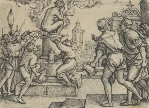 Images Dated 16th August 2021: The Courtesan Punished, from The Story of the Magician Virgil. Creator: Georg Pencz