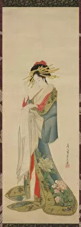 Eishi Chobunsai Collection: A Courtesan Reading a Letter, 1820/25. Creator: Hosoda Eishi