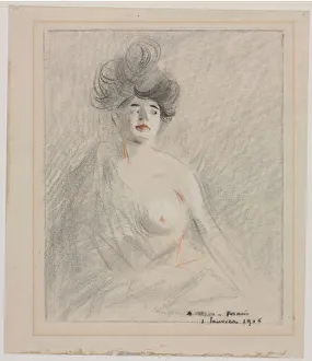 Framing Lines In Black Chalk Prints: Courtesan (recto) Figure Sketches (verso)
