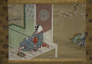 Courtesan Resting on the Veranda, 18th century. Creator: Furuyama Moromasa