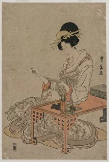 Courtesan Seated at a Writing Table, c. late 1790s. Creator: Utagawa Toyohiro (Japanese
