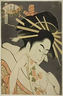 Eisui Ichirakusai Gallery: The Courtesan Senzan of the Chojiya, from the series 'Beauties of the Five