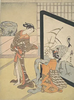 Courtesan and Shinzo, 1725-1770., 1725-1770. Creator: Suzuki Harunobu Courtesan and Shinzo, 1725-1770., 1725-1770. Creator: Suzuki Harunobu