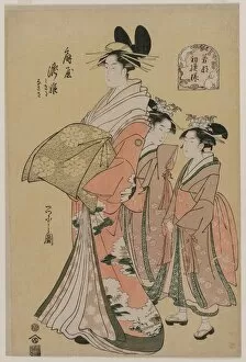 Ch Bunsai Eishi Japanese Gallery: The Courtesan Takihime and Attendants (from the series New Patterns of Young Greens), 1795