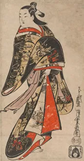 Hand Coloured Woodblock Print Gallery: Courtesan Walking, c. 1714. Creator: Kaigetsudô Anchi