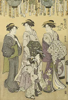 Messages Prints: Courtesans and Their Attendants Parading under Lanterns