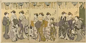 Toshinen Collection: Courtesans and Their Attendants Parading under Lanterns, c. 1780 / 1801