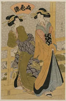 1787 1867 Prints: Two Courtesans on a Balcony (From the series Five Colors of Ink), c. early 1810s. Creator