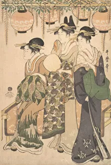 Lanterns Gallery: Courtesans Beneath a Wisteria Arbor... ca. 1795. Creator: Kitagawa Utamaro