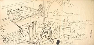 Two Courtesans Enjoying the View from a Teahouse. Creators: Utagawa Kunisada