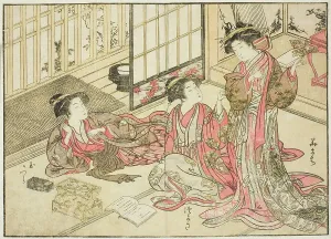 Sliding Door Prints: Courtesans of Kado Daikokuya, from the book Mirror of Beautiful Women of the Pleasure